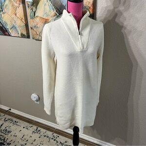 Lands End - Women's Cream Sweater with Half-Zip - Large Tall